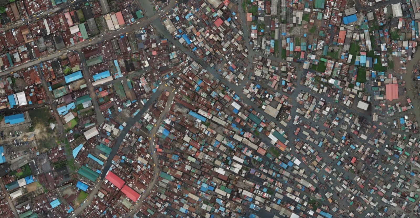Aerial view of Makoko, a community built on the Lagos Lagoon